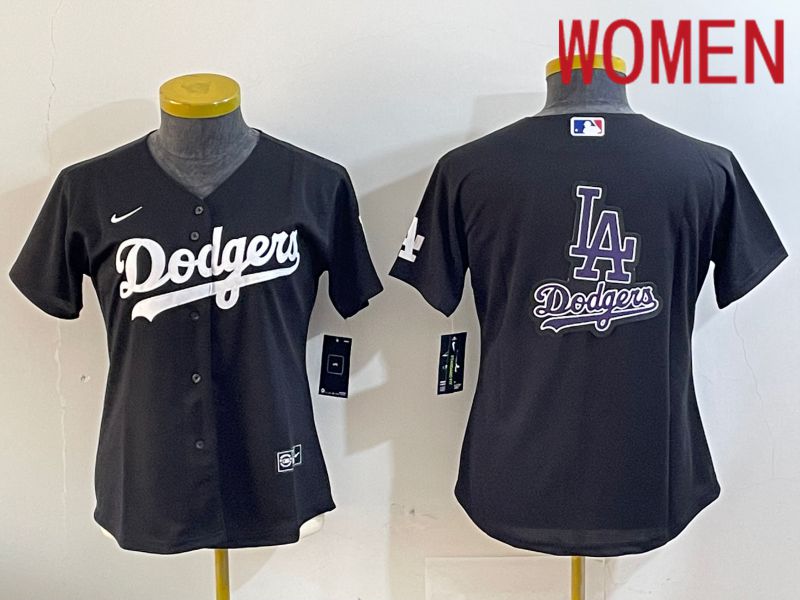 Women Los Angeles Dodgers Blank Black Game 2024 Nike MLB Jersey style 11216->women mlb jersey->Women Jersey